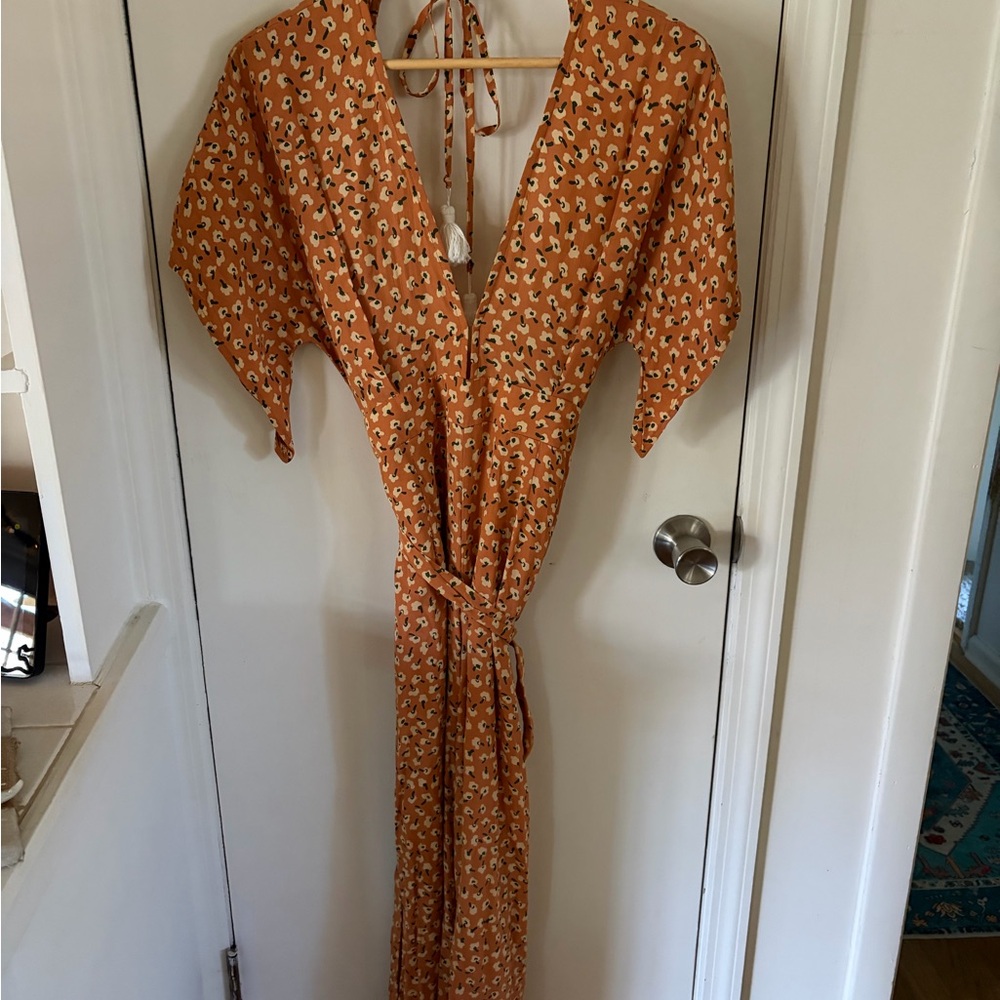 Faithfull the Brand Orange Patterned Jumpsuit
